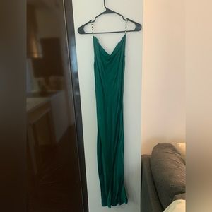 Never worn BEAUTIFUL backless floor length satin dress